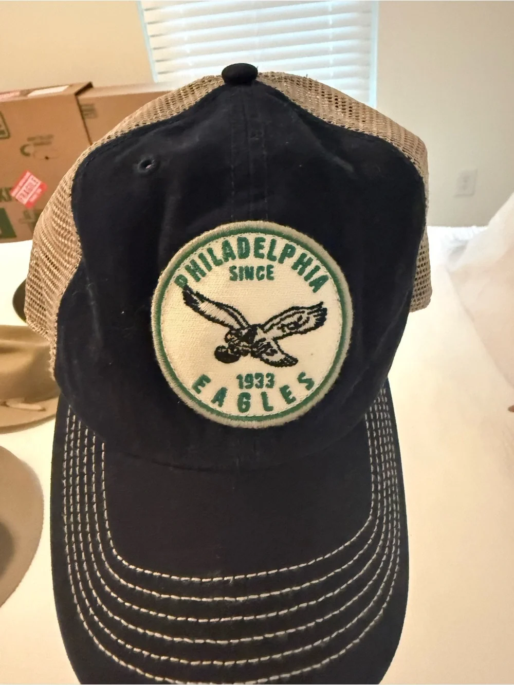 Philadelphia Eagles Black and Tan Trucker Hat